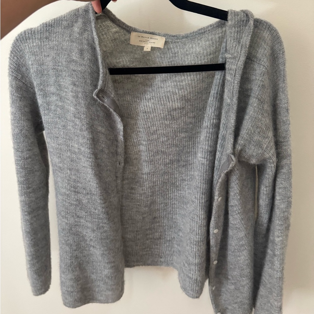 Sezane Light Gray Women's Cardigan Gaspard - Picture 4 of 4